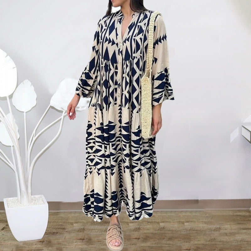 Übergroßes langes Kleid mit Bohemian-Print