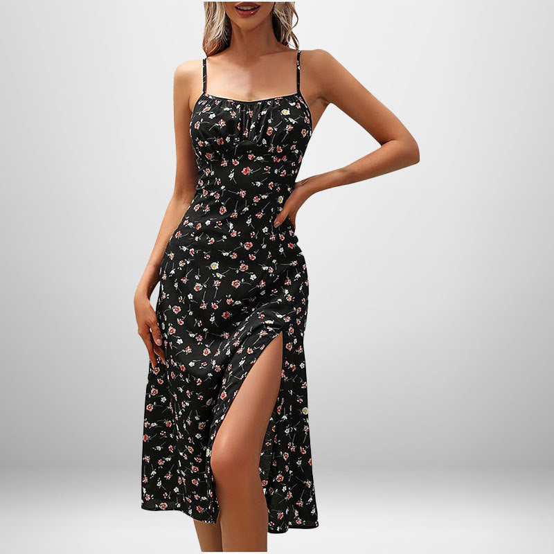 Blumenduft Sexy bedruckter Strapsrock mit Schnürung und Schlitz
