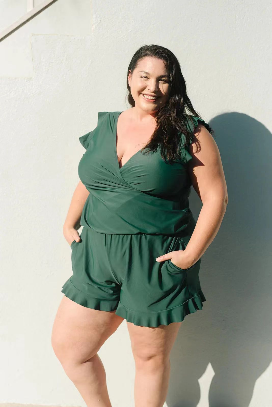 Gestreifter ärmelloser schmal geschnittener Pendler-Jumpsuit