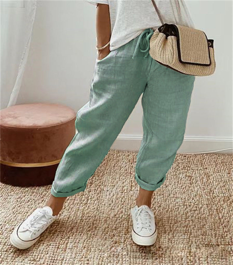 Bequeme Stretch-Freizeithose aus Baumwolle und Leinen
