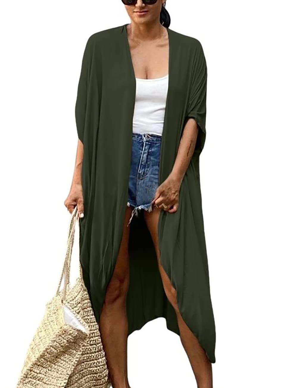 Bsubseach Stylish Tie Dye Open Front Long Kimono Swimsuit Cover Up for Women Swimwear Cover Ups