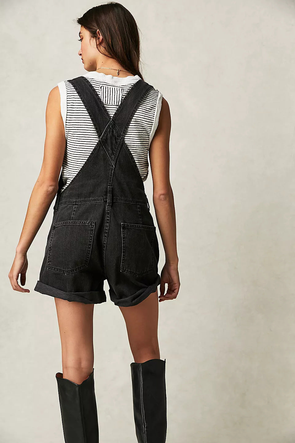 Lockerer Retro-Jeans-Kurzoverall
