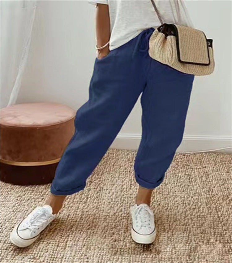 Bequeme Stretch-Freizeithose aus Baumwolle und Leinen