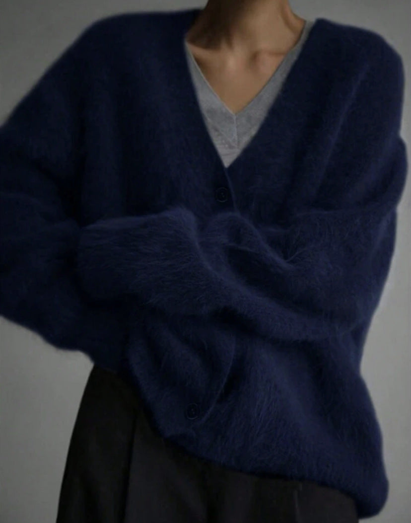Lockerer weicher Strickpullover aus Nerzimitat mit langen Ärmeln