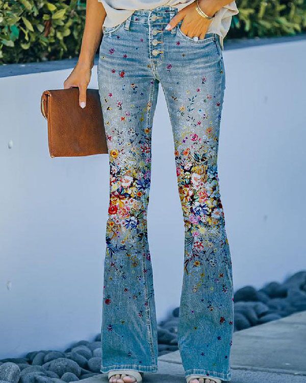 Schmetterlings Tanz Lässige Slim-Jeans mit Print