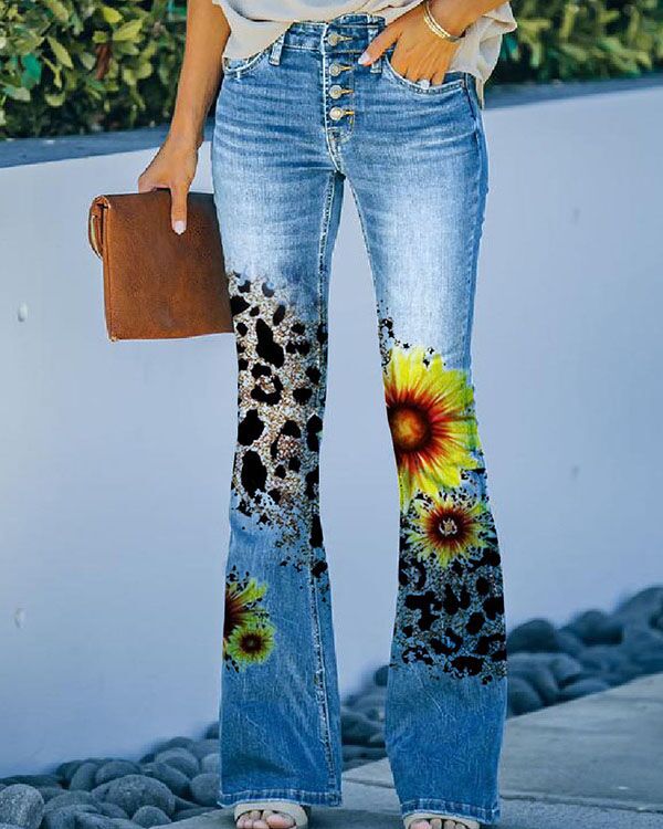 Schmetterlings Tanz Lässige Slim-Jeans mit Print