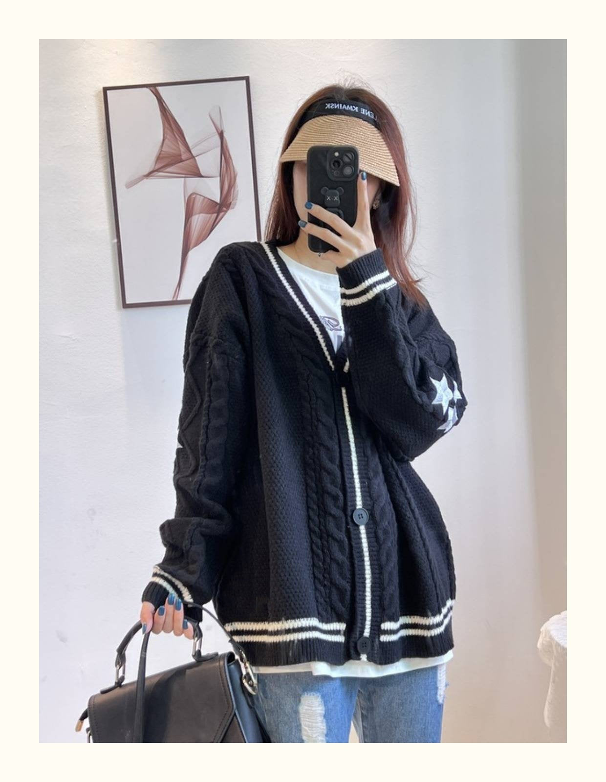 Elegante Damen-Strickjacke mit Fledermausärmeln zum Pendeln