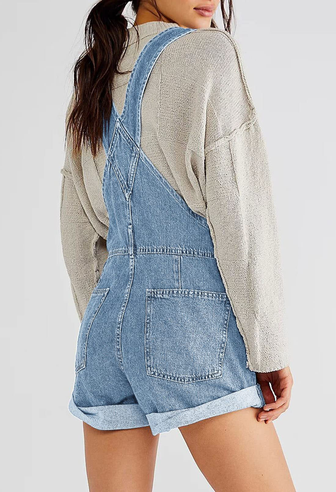 Lockerer Retro-Jeans-Kurzoverall