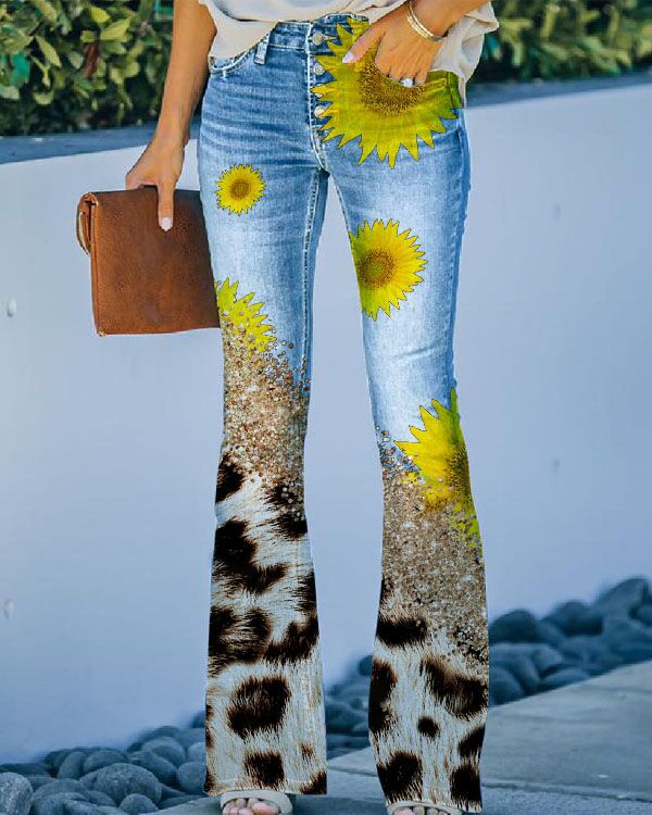 Schmetterlings Tanz Lässige Slim-Jeans mit Print