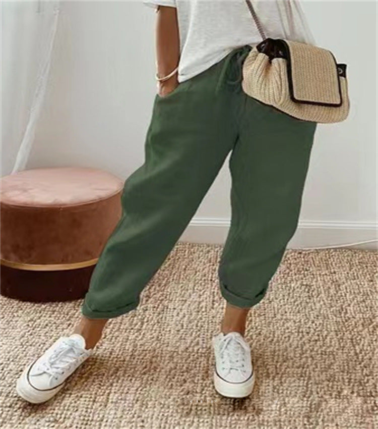 Bequeme Stretch-Freizeithose aus Baumwolle und Leinen