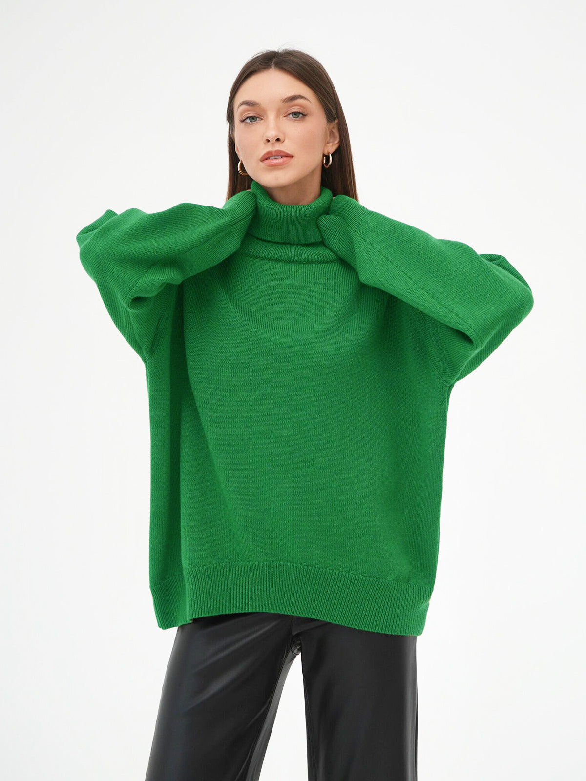 Einfarbiger Rollkragenpullover aus Kaschmir für Herbst und Winter locker gestrickt