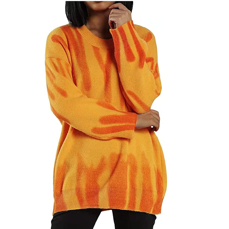 Lockerer vielseitiger Pullover im Lazy-Style mit Aufdruck für Damen