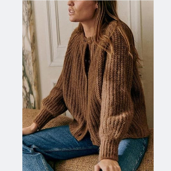Herbst und Winter Street Casual Solid Color Rundhals Langarmpullover