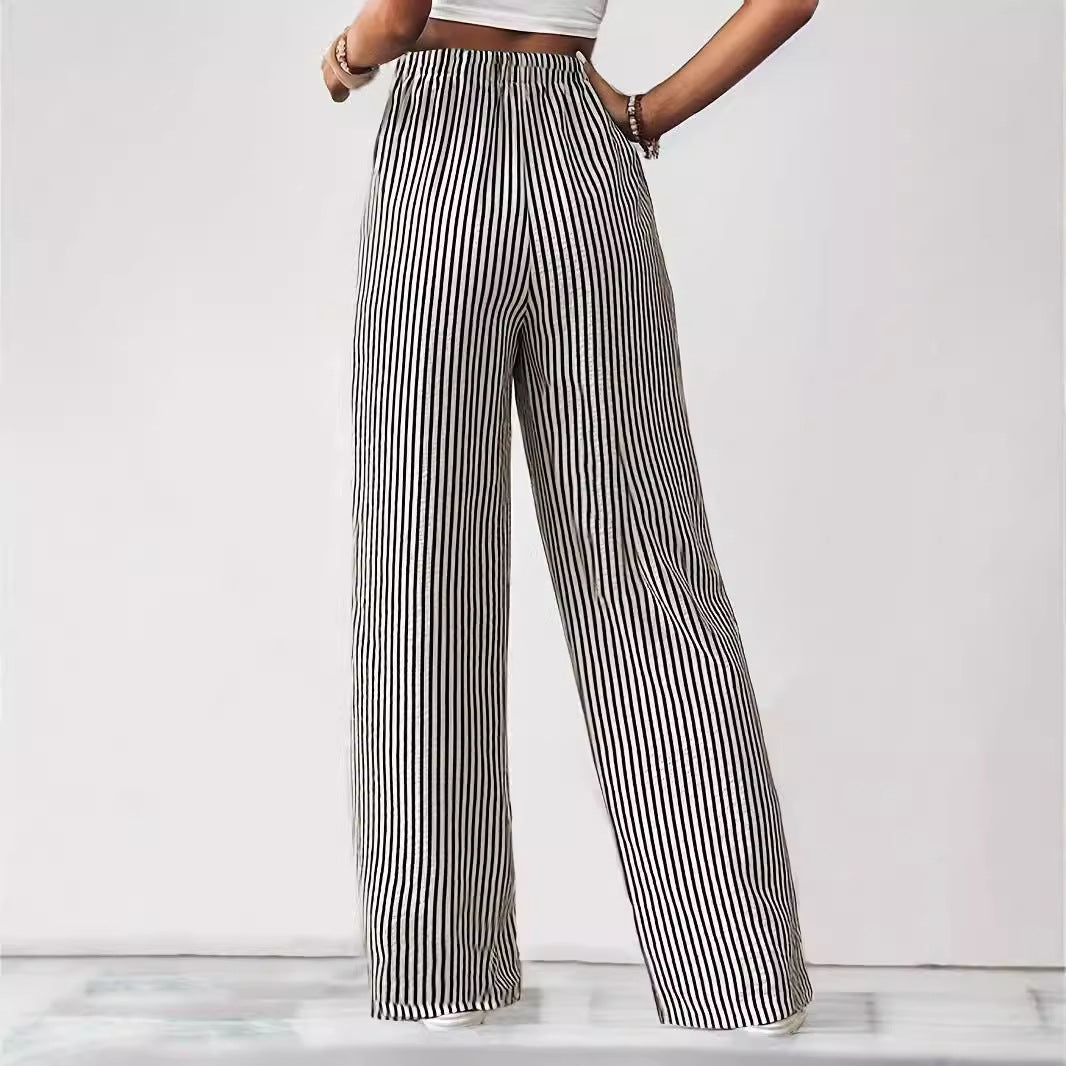 Gestreifte lässige gerade geschnittene Pendlerhose