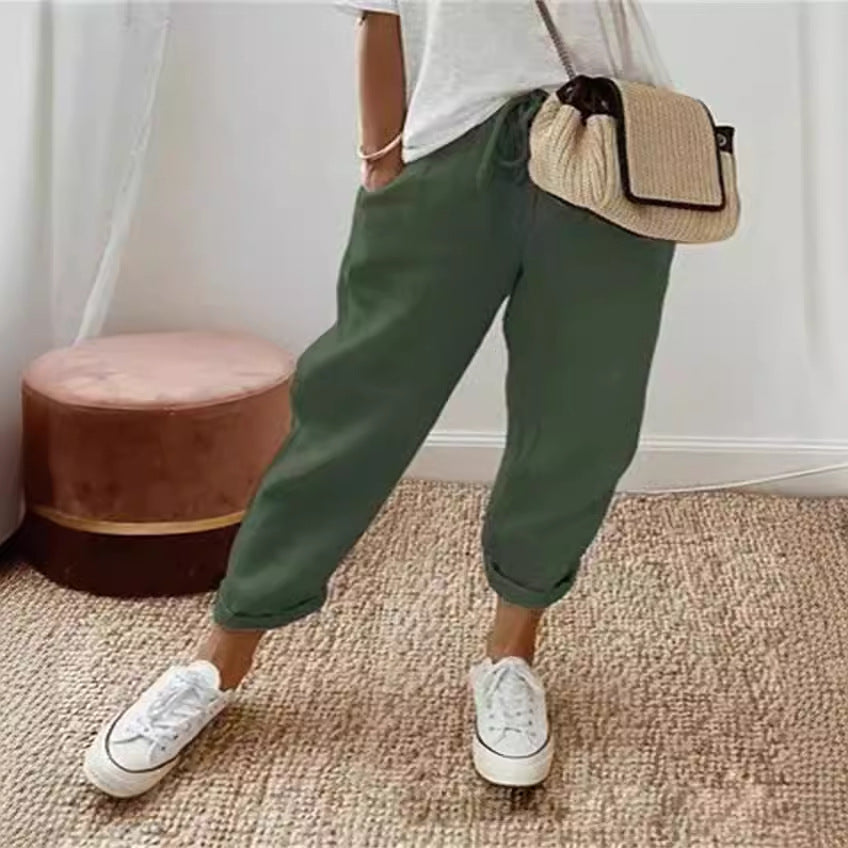 Bequeme Stretch-Freizeithose aus Baumwolle und Leinen