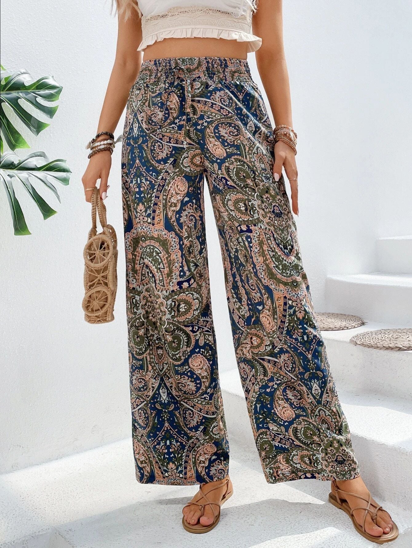 Modische Hose mit weitem Bein und Bohemien-Print