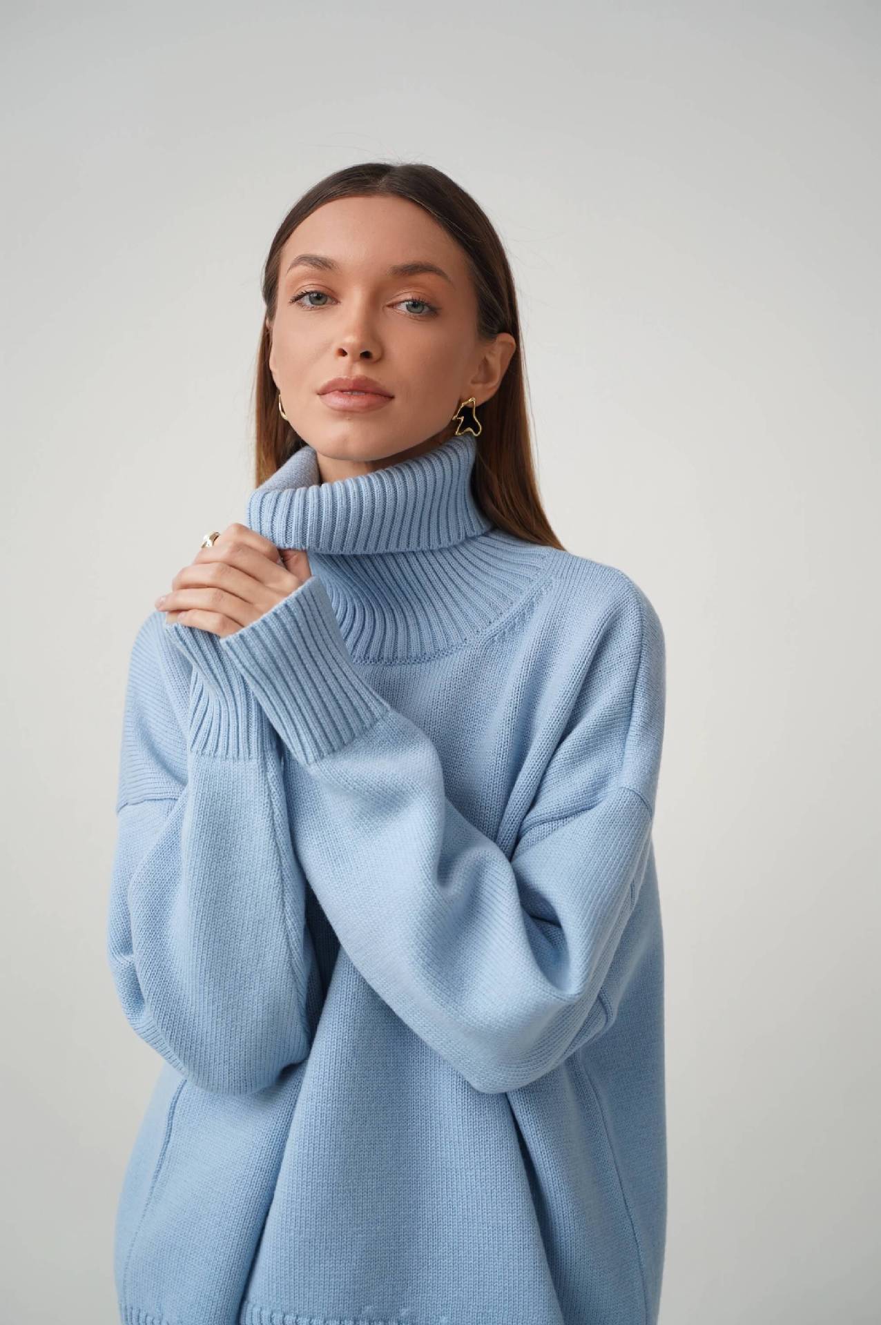 Einfarbiger Rollkragenpullover aus Kaschmir für Herbst und Winter locker gestrickt