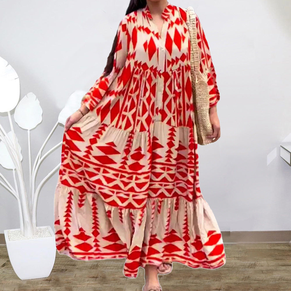 Übergroßes langes Kleid mit Bohemian-Print